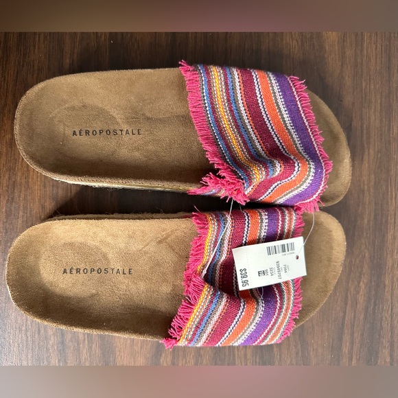 Aeropostale Multicolor Striped Sandals. Women’s size 10. NWT - Picture 1 of 6